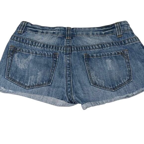 Distressed Denim Shorts With Studded Details - Size S - Picture 7 of 8